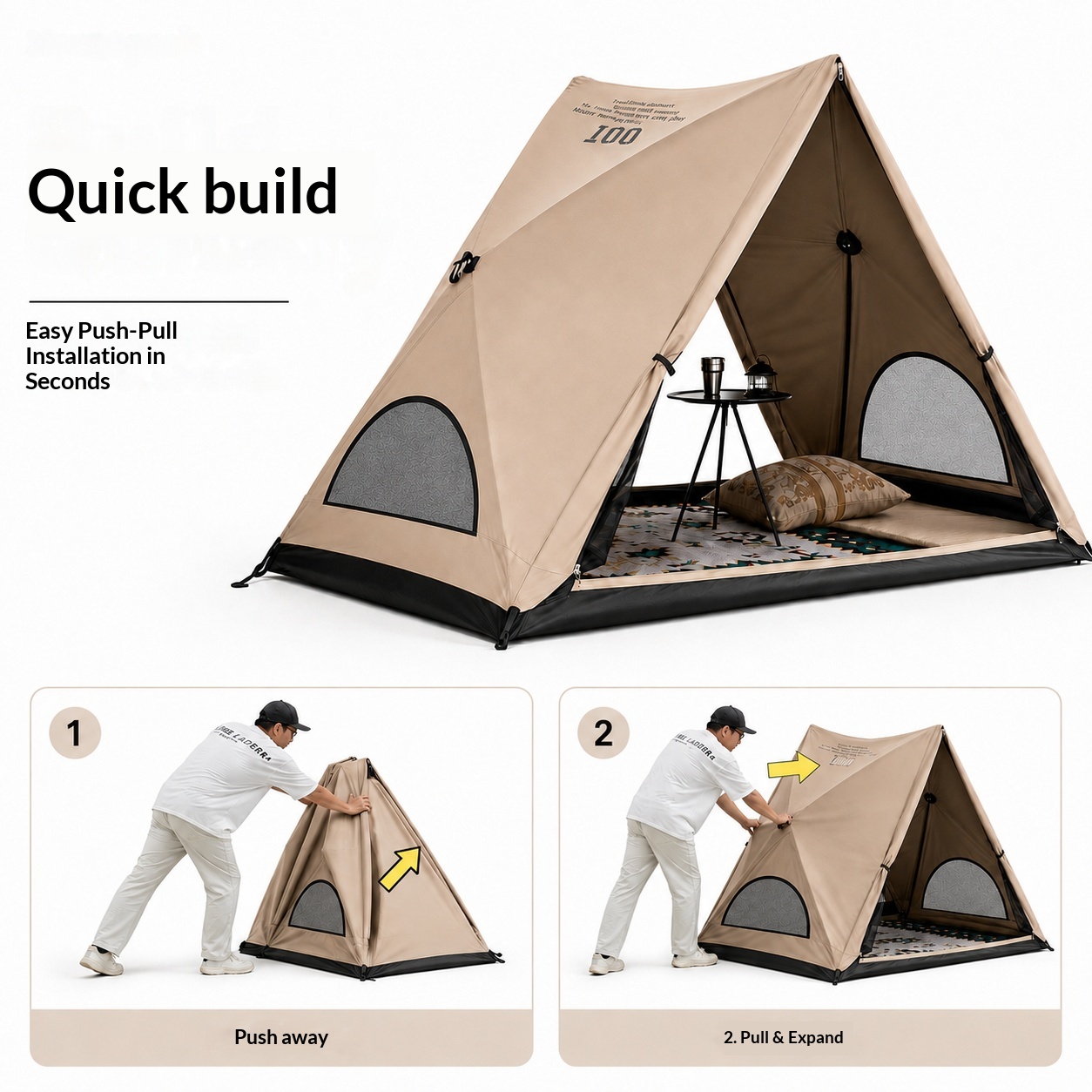 Tenda Triangular Automática, T - Outdoor Camping Automatic Quick Opening Tent avaliação e preço