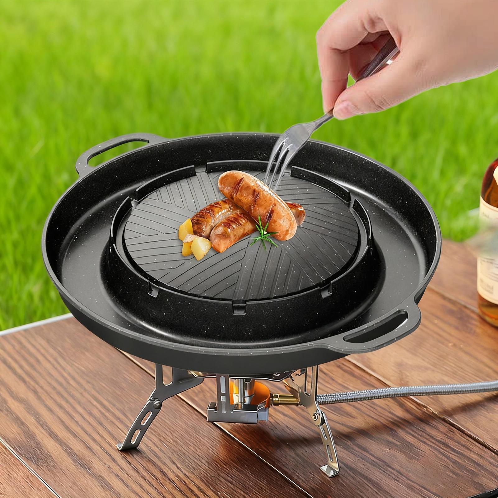 Grelha e panela quente 2 em 1  - Outdoor Camping Griddle avaliação e preço